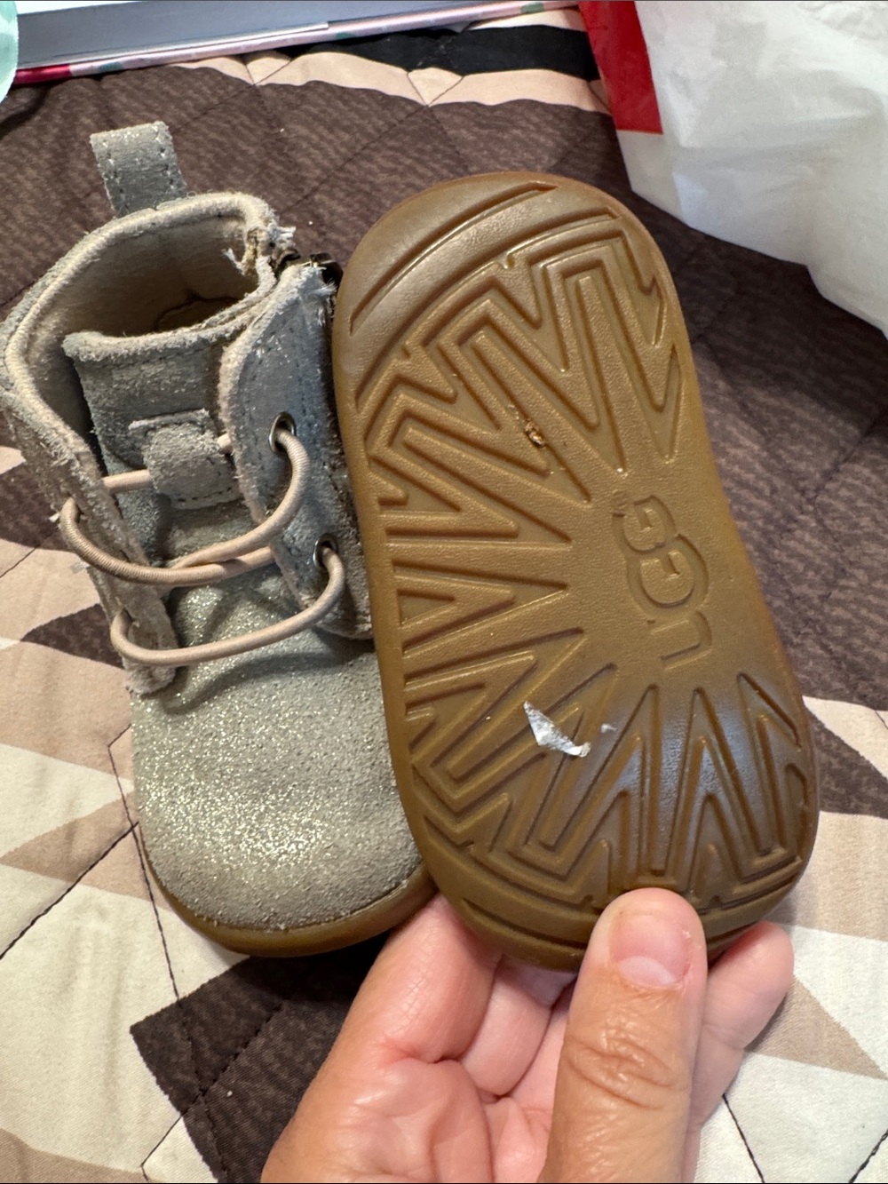 UGG Kids Glitter Gray Lace-Up Boot